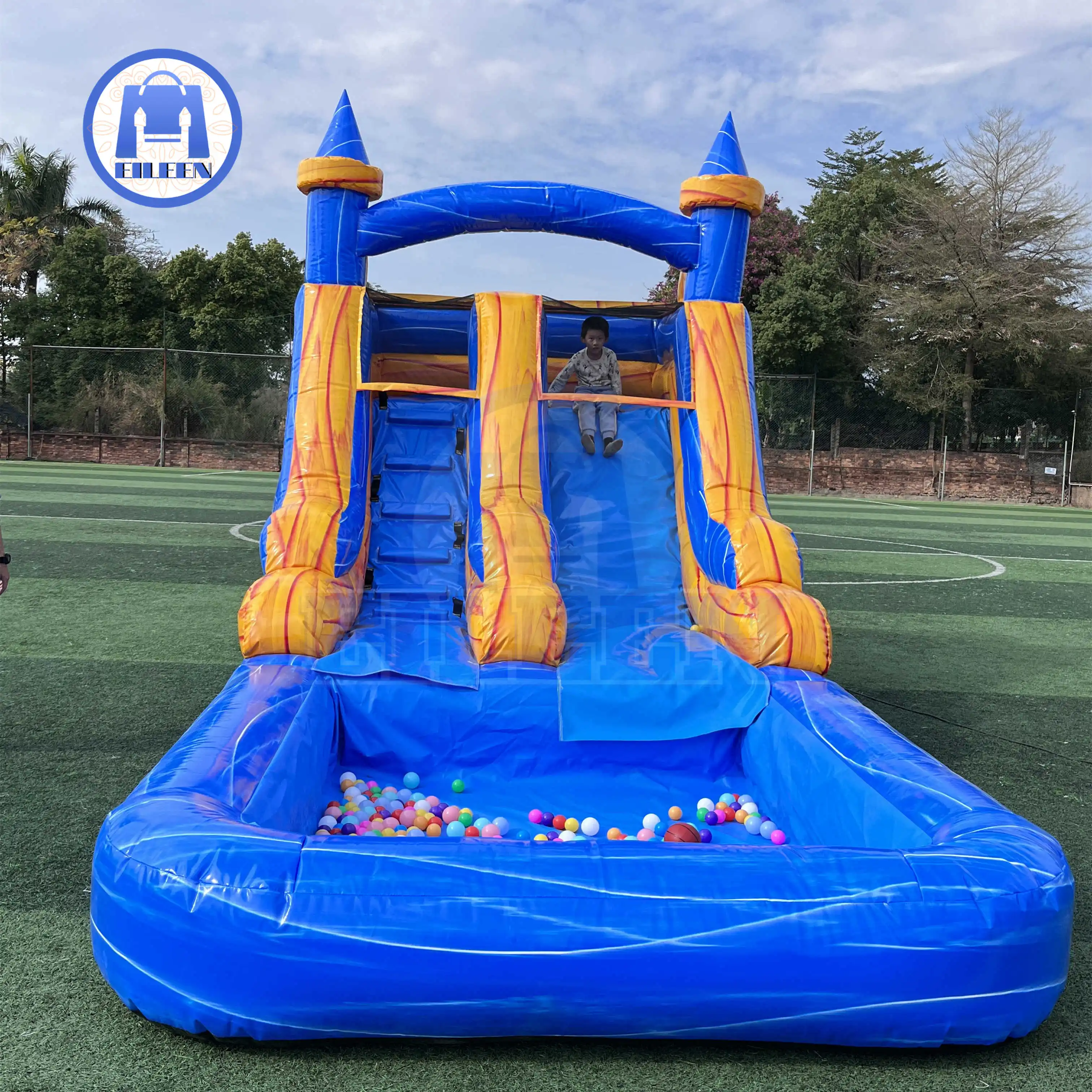 20*9*13ft Popular Inflatable water slide with pool for rental and resell in summer fun for kids and adults