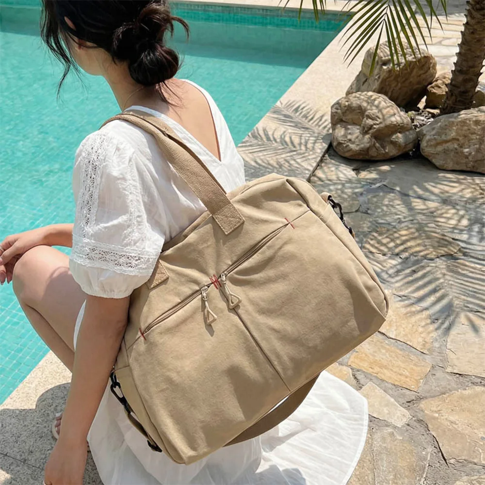 

Большая нейлоновая сумка-дафл в корейском стиле для женщин, сумка через плечо с несколькими карманами, повседневная сумка для ежедневных поездок и путешествий