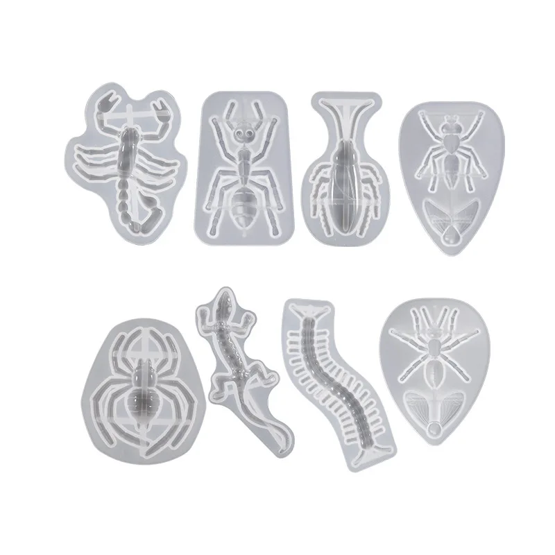 

Trickery Casting Moulds Halloween UV Silicone Keychain Mold Lizards Spiders Flies Pendant Decoration Mold DIY Jewelry Ornament