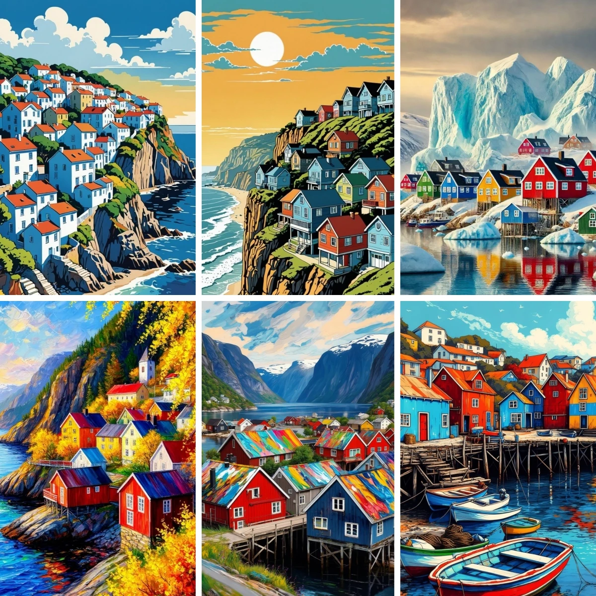 

Full Drill Square Diamond Painting Art Kits Scandinavia Travel Wall Art Norway Poster DIY Paintings with Gem Art Picture Crafts