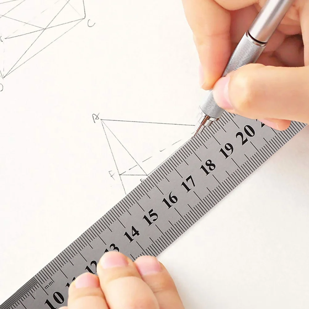 2pcs Stainless Steel Ruler 30Cm Thickened Laser Engraved Dual Scale Measurement Tool For Woodworking Drawing Office Use