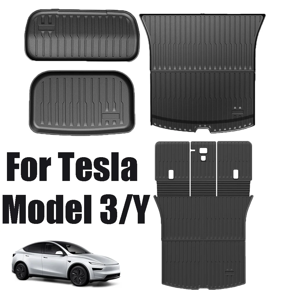 

Для Tesla Model Y/3 передний и задний коврик в багажник TPE, полное покрытие, крышка багажника, спинка сиденья, защитная антигрязная накладка