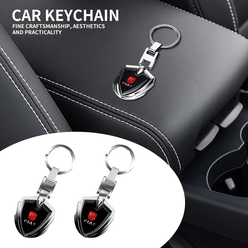 Car Accessories 3D Metal Key Rings Car Logo Emblems Keychain For Fiat 500 Ducato Pondo Punto Panda FR Abarth Doblo Stilo Bravo