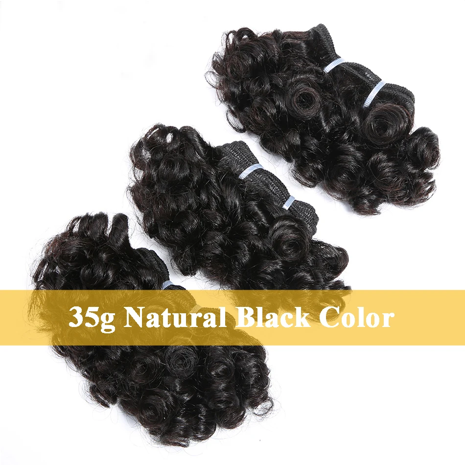 Bouncy Curly Hair Bundles Double Draw Indian 6inch Short Cut Remy Human Hair Extensions Natural Black Brown Color free shipping