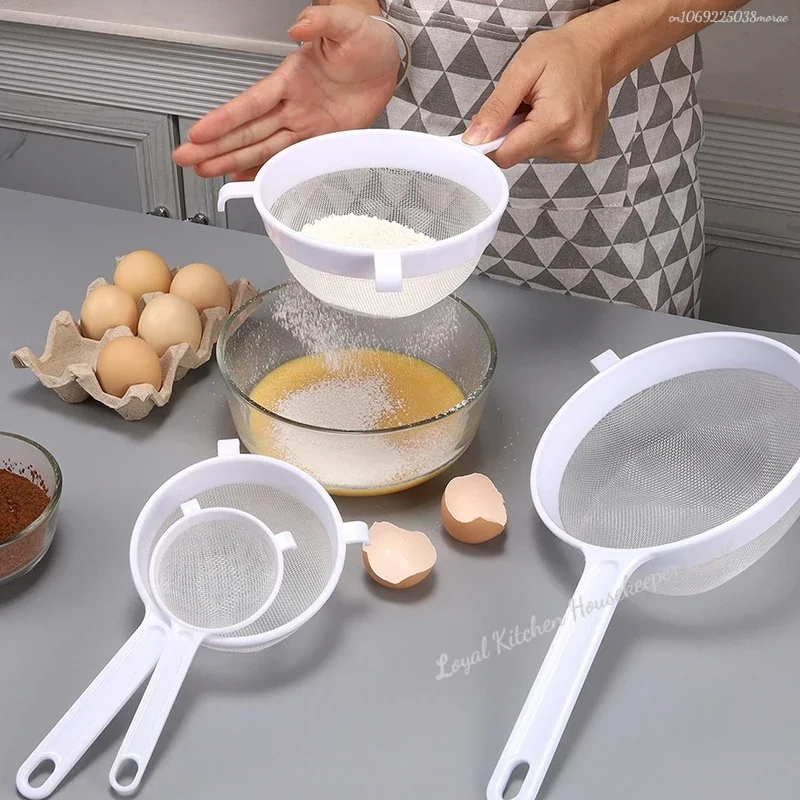 Kitchen Handheld Plastic Reusable Screen Mesh Tea Leaf Strainer Flour Sieve Colander Soymilk Coffee Filter Kitchen Accessories