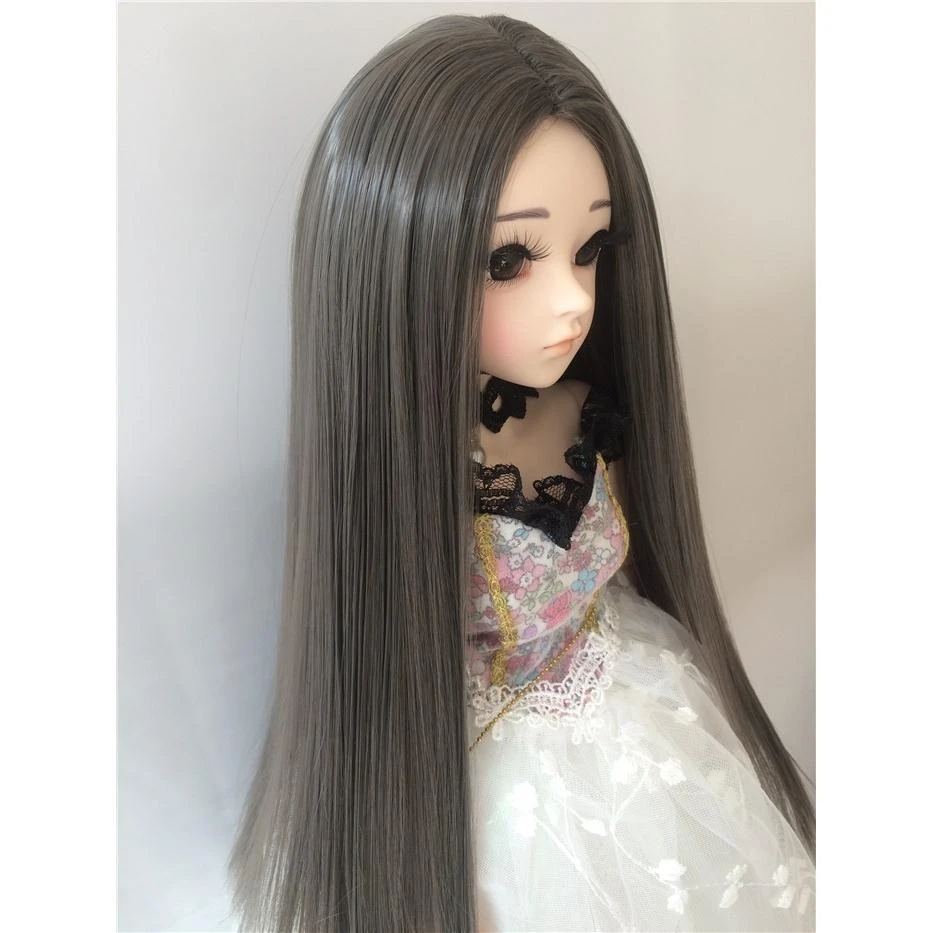 Parrucca da bambola per 1/3 1/4 1/6 1/8 bambola Bjd femmina o maschile divisa media capelli lunghi lisci accessori per bambole in stile anticono bambola