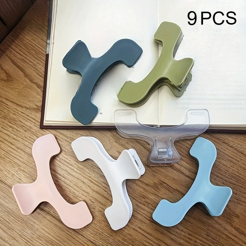 9pcs Transparent & Assorted Colors Upgraded Version Book Page Clip - No Feather