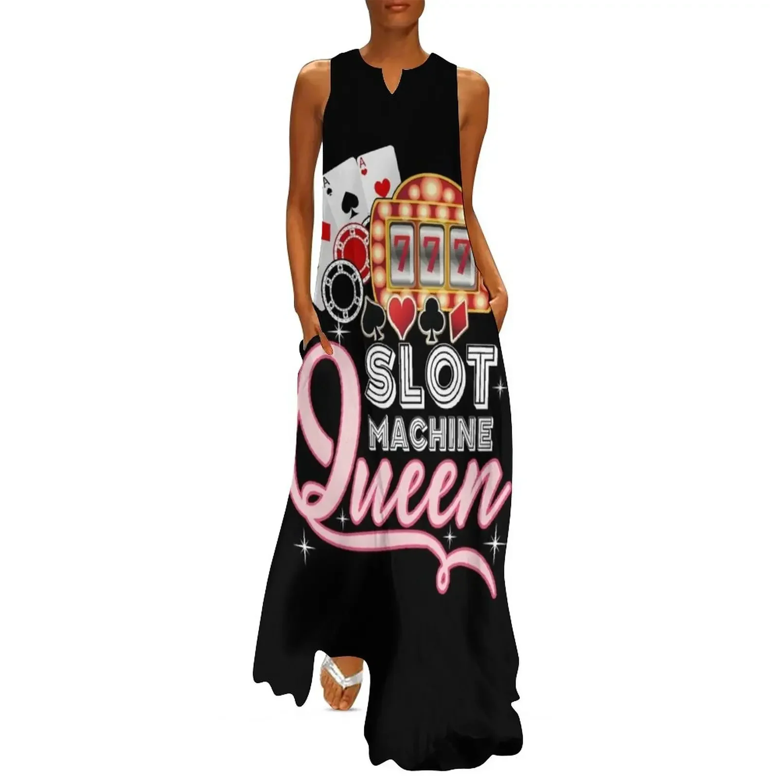 

Lucky Slot Machine Queen Shirt - Funny Casino Gambling Long Dress Party dresses for women Women's skirt summer dress Dress
