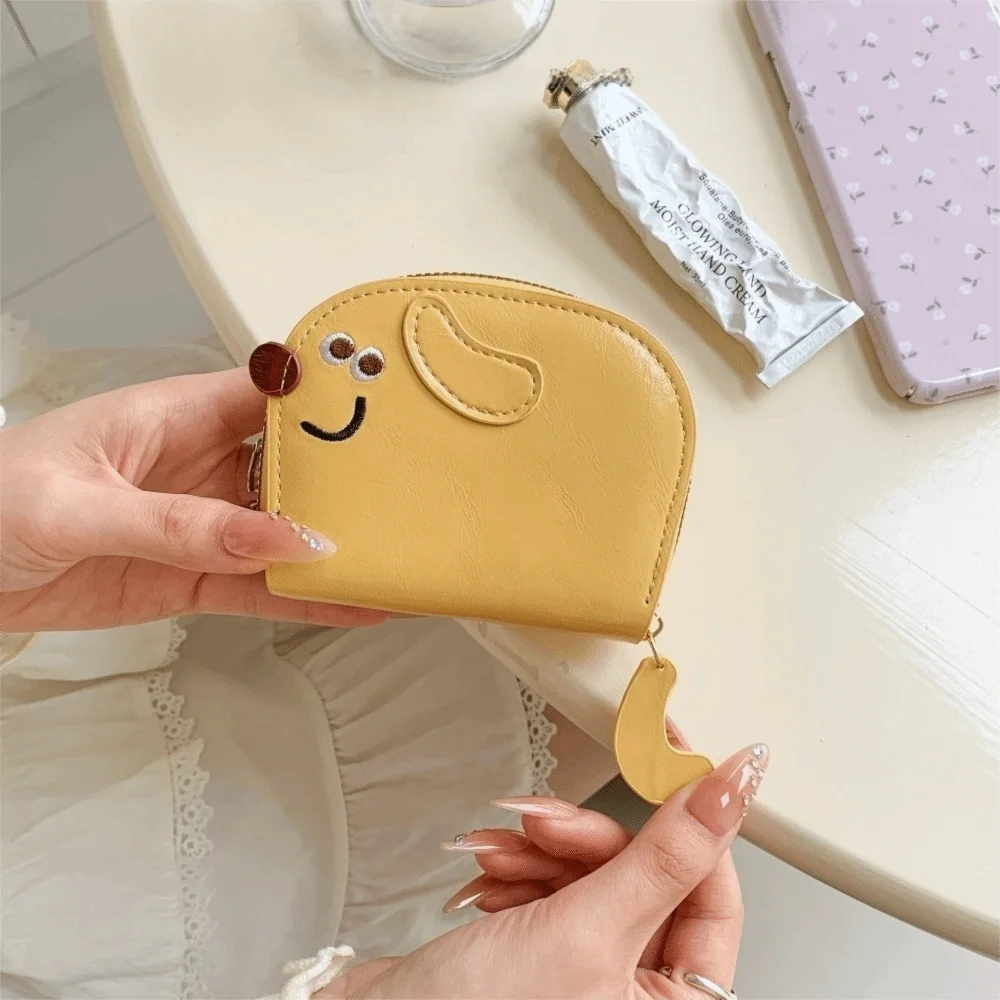 Change Bag Cartoon Dog Card Bag Zipper PU PU Leather Card Holder Card Pocket Clutch Bag Card Holder Women