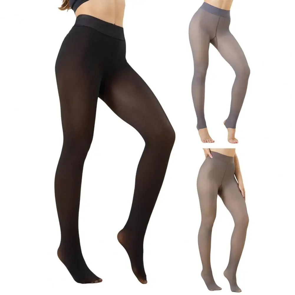 Women Leggings Winter Thermal Fleece Lined Leggings for Women High Waist Lifting Tights Sheer Fake Translucent Pantyhose Opaque