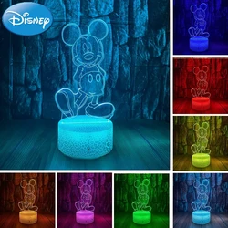 Disney Mickey Minnie Mouse 3D LED Night Lights Kawaii Anime Table Lamps with Remote 7/16 Colors Sleep Bedroom Decorative Lamps