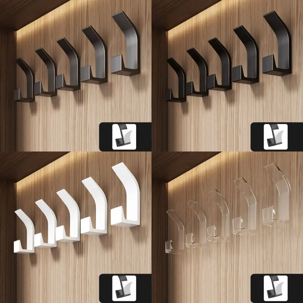 

Настенные крючки 5 шт. без сверления, двойной держатель для ключей, вешалка для полотенец, цвет черный/белый, искусственная Роба, крючок для пальто