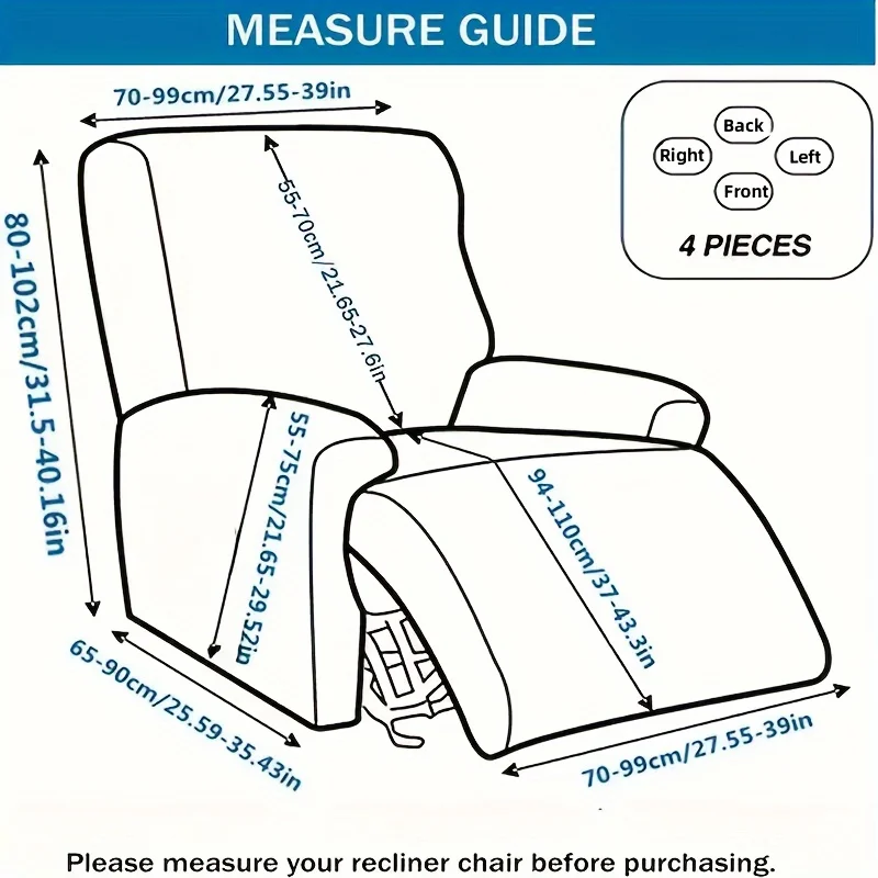 4pcs/set Dustproof Recliner Sofa Cover Printed Milk Silk Stretch Couch Cover Furniture Protector for Living Room Capa Para Sofá
