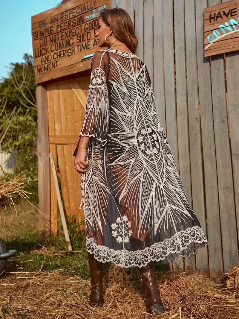 Abito da vacanza estiva in pizzo per donna, abito da spiaggia, lungo, copricostume da piscina, abito colorato per costumi da bagno