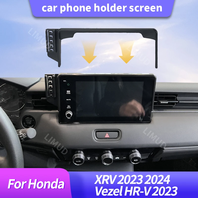 High-Quality Car Phone Holder & Base for Honda XR-V 2023-2024 / Vezel HR-V 2023 9-Inch Screen, No Obstruction to Driver's View