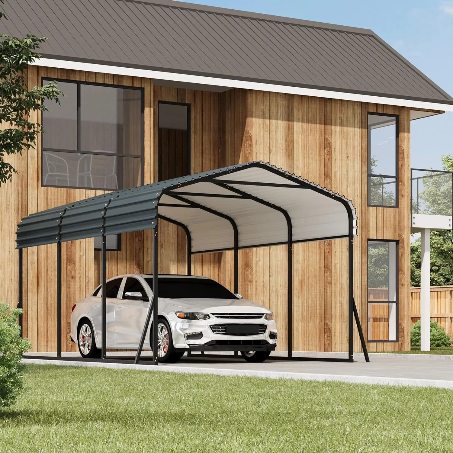 

10' x 15' Heavy Duty Metal Carport with Galvanized Steel Roof, Metal Roof Carpor