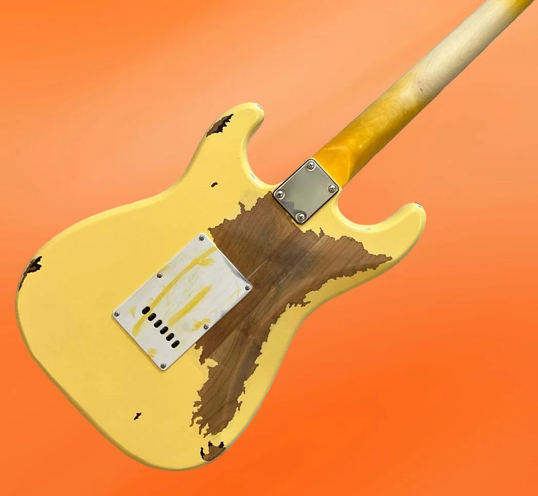جيتار جديد رائع لعام 2026 الأكثر مبيعًا لوحة أصابع من خشب الورد المشوي بالفحم الأصفر