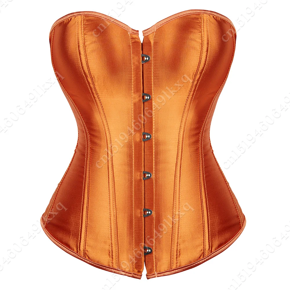 Korsett Tops für Frauen Über brust Bustier Satin sexy Schnür Korsett Orange