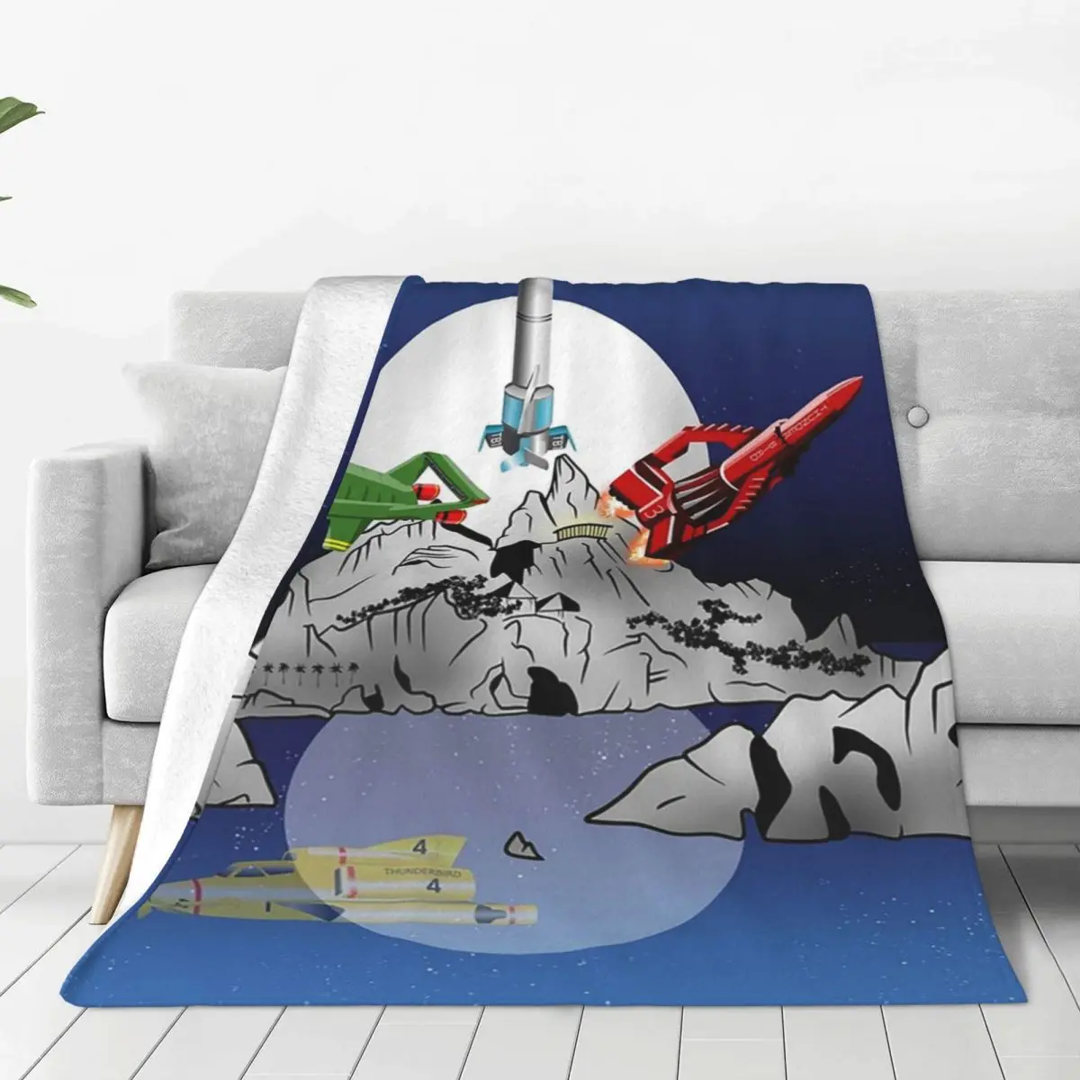 Thunderbirds Tracy Island Blankets Flannel Super Soft Sofa Throw Blankets For Couch Bedding Outdoor Throws Bedspread Quilt