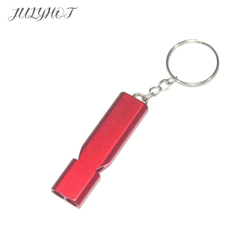 

1PCSPortable Aluminum Safety Whistle Outdoor Hiking Camping Survival Emergency Key Chain Multi-tool Double Tube Survival Whistle