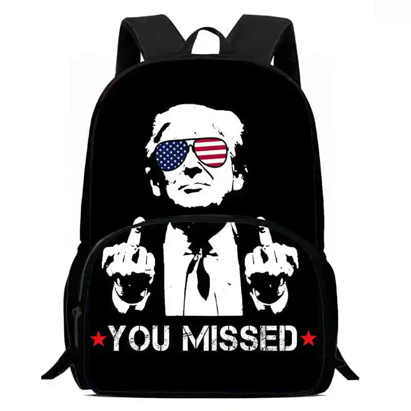 Trump 2024 Campaign Child School Backpack,Cartoon School Bags for Boys Girls,Durable Kids Backpack for Pupil Students