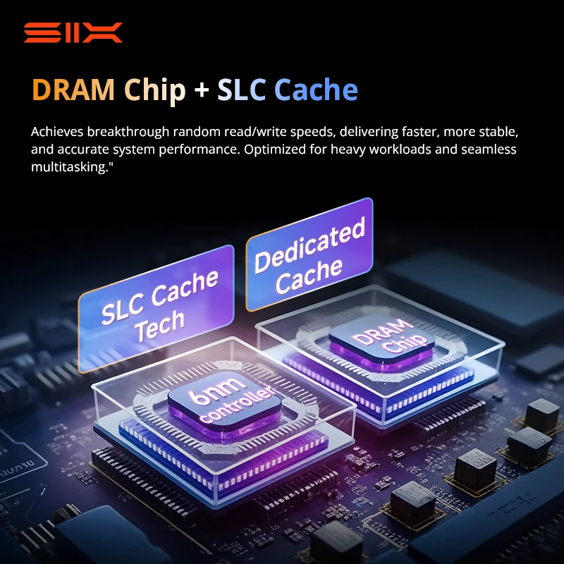 SIX 2 تيرابايت 14279 ميجابايت/ثانية SSD، M.2 PCIe Gen5x4 NVMe 2.0، 2 جيجابايت DRAM كاش، 1200 تيرابايت وات، SSD داخلي