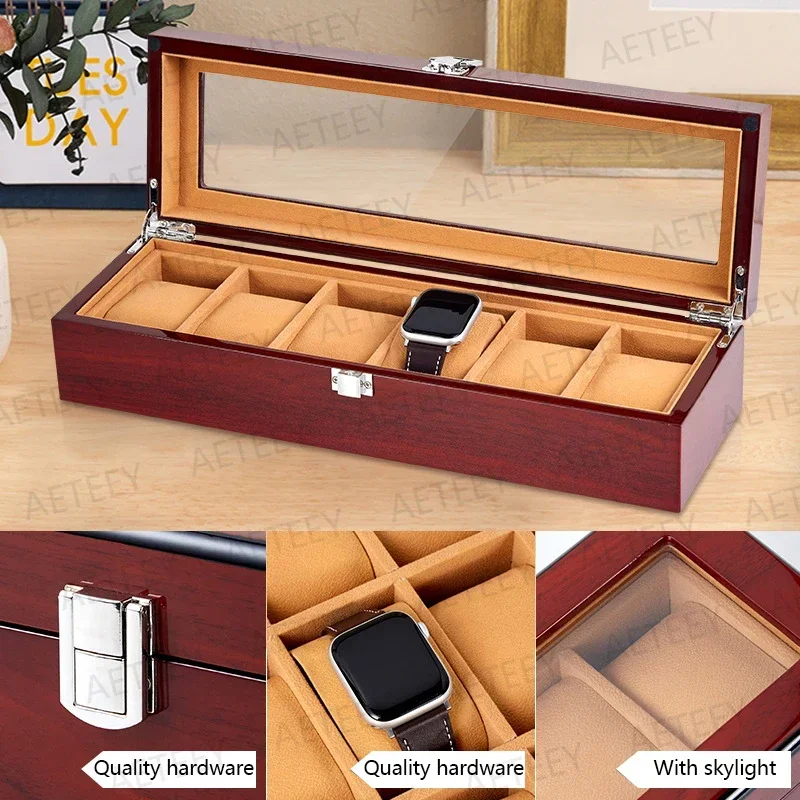 Exquisite Lacquered Watch Storage Display Case Box Wood Grain Dustproof Boxes Watch Case Storage for Luxury Box Customized Logo