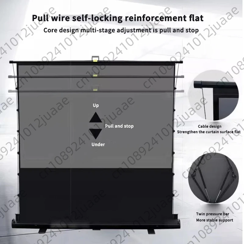 Projector Screen With Stand Foldable Gray Wrinkle-Free 72-110 inch 16:9 Screen 3D/4K Installation-free For Home Theater Indoor