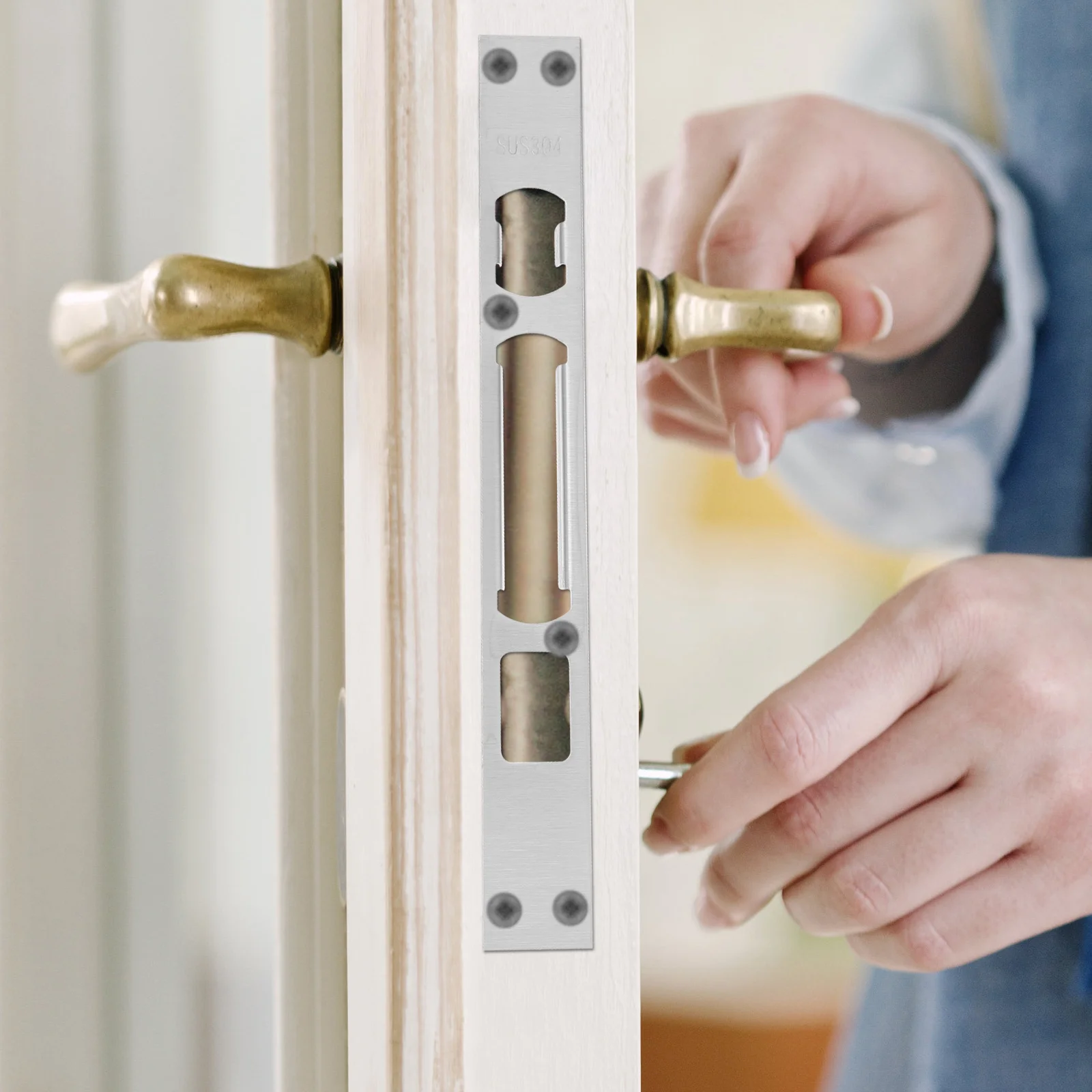 5Pcs Door Security Plate High Hardness Wear Resistant Reinforcement Strong Holding Anti Home Protection