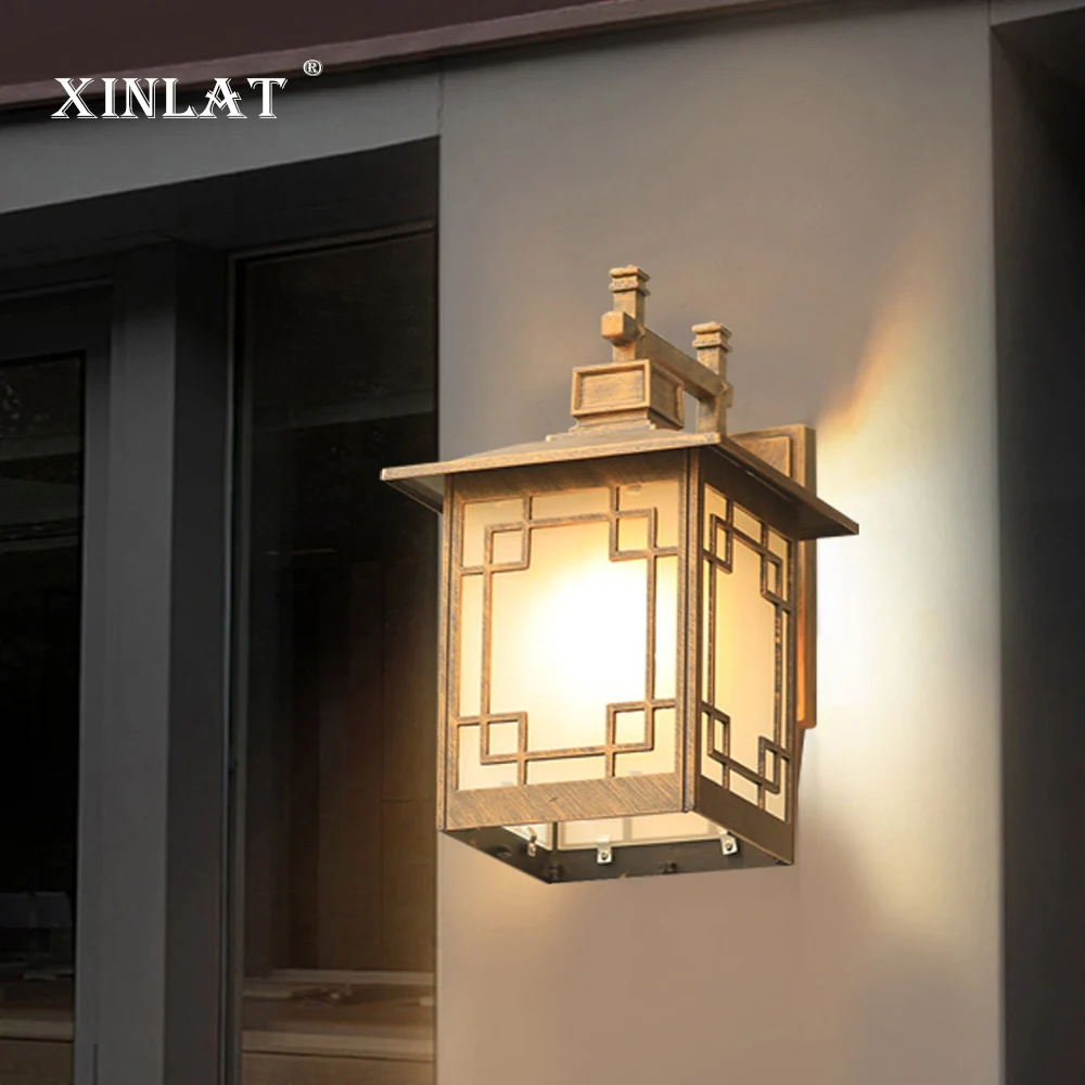 

Outdoor Wall Lamps Waterproof New Chinese Style Exterior Square Creative Lamps And Lanterns Staircase Gate Aisle Balcony Outdoor