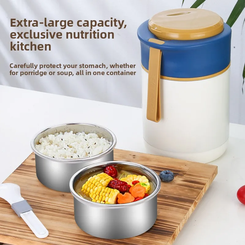 

Portable Insulated Stainless Steel 304 Lunch Box Dinner Box with Lid Modern Simple Style round Shape Food Container Thermal P...