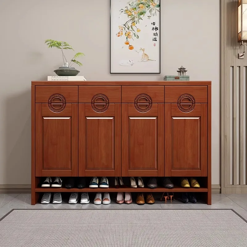 Solid wood shoe cabinet large-capacity storage household entrance cabinet foyer