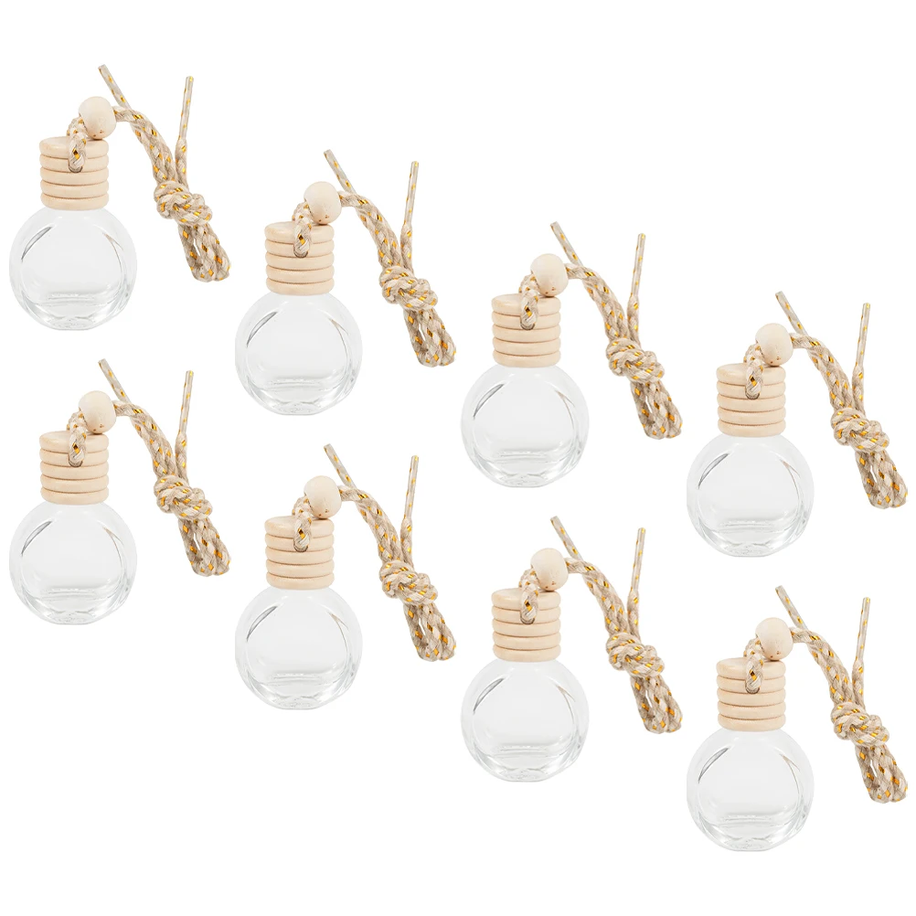 

8Pcs Refillable Car Air Freshener Bottles Small Glass Perfume Containers for Essential Oils Auto Dashboard Decoration