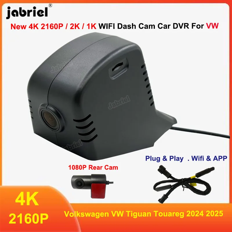 

Plug and Play 4K 2160P Wifi Car Dvr Front and Rear Camera For Volkswagen VW Tiguan Touareg 2024 2025 2026 Dashcam Video Recorder