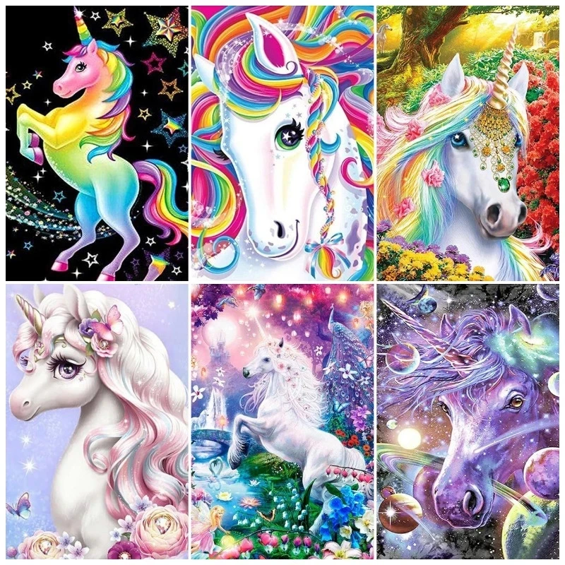 5D DIY Diamond Painting Cartoon Pattern Unicorn Diamond Mosaic Diamond Embroidery Girl Birthday Gift Children's Painting