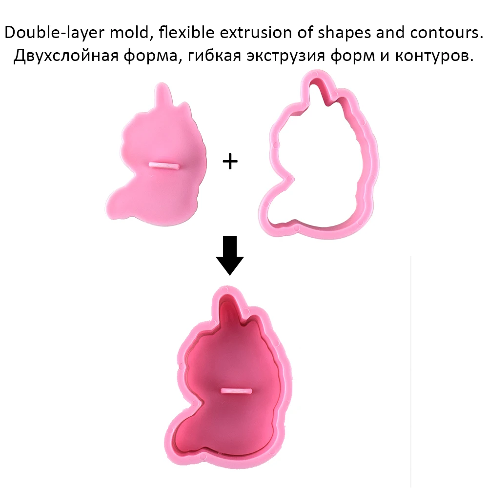 Unicorn Cookies Cutters Plastic Cartoon Pressable Biscuit Mold Confectionery Cookie Stamp Kitchen Baking Pastry Tools