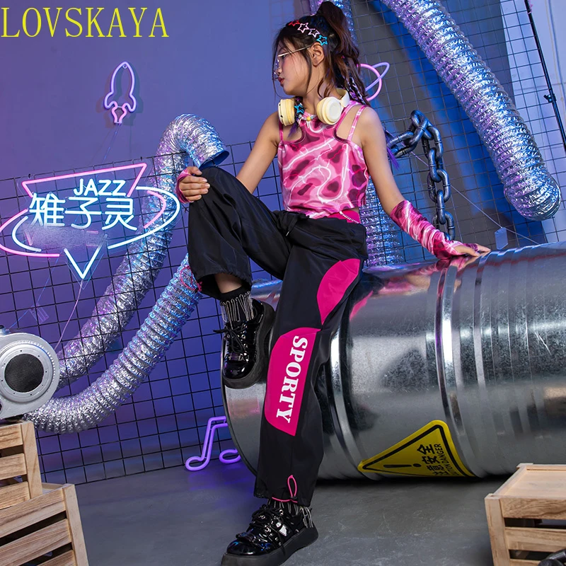 Ropa de actuación de pasarela de baile de jazz para niños, ropa de ajuste suelto para niñas, ropa de Carnaval de baile callejero, moda