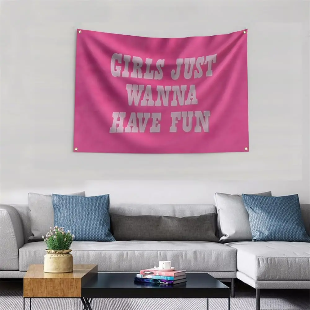 Flagicts 100% Polyester Girls just Wanna Have Fun Flag