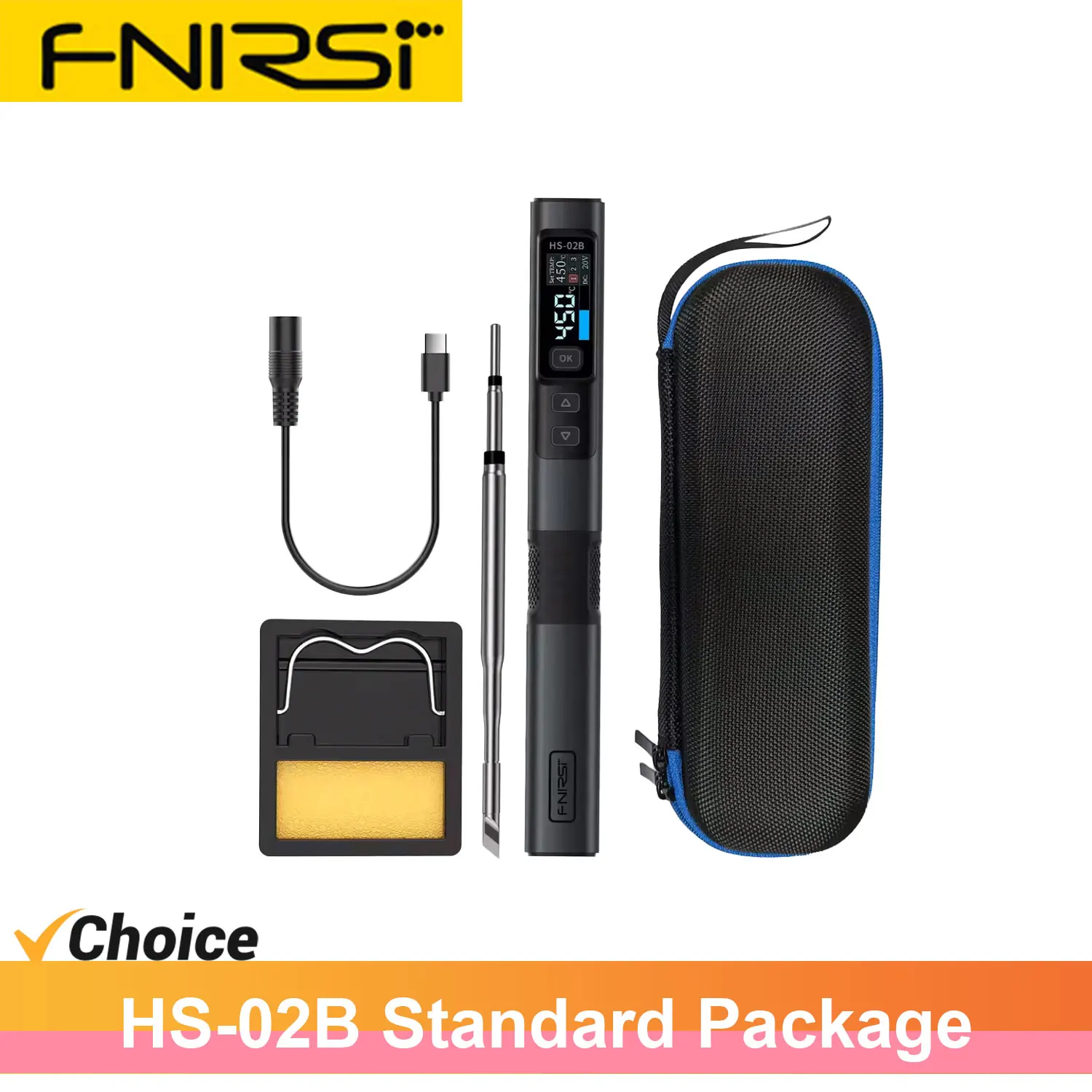 HS-02 Smart Soldering Iron Kit – 100W Portable, Type-C PD/QC/DC, 0.96" Screen, Mobile Workbench Storage Box (Standard)
