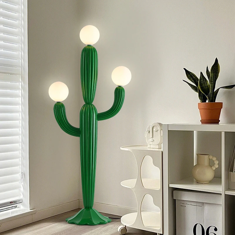 AOSONG Nordic Cactus Floor Lamp Cream Style Living Room Bedroom LED Creativity Decorative Atmosphere