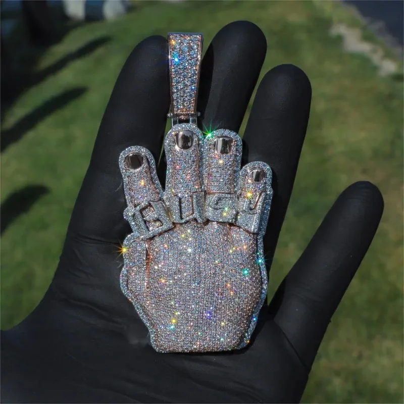 

Кулон LYEE CYEE Bling Hand of Wisdom, сверкающее медное украшение с муассанитом, эффектное ожерелье в стиле хип-хоп, мужское ожерелье