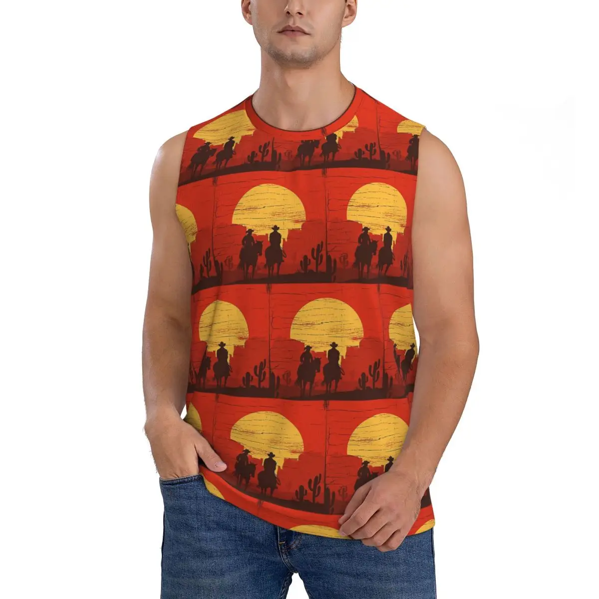 Cowboys Of The Wild West - Journ Men Sleeveless Tank Tops Quick Dry Breathable Gym Fitness Running Summer Casual Sport Vest