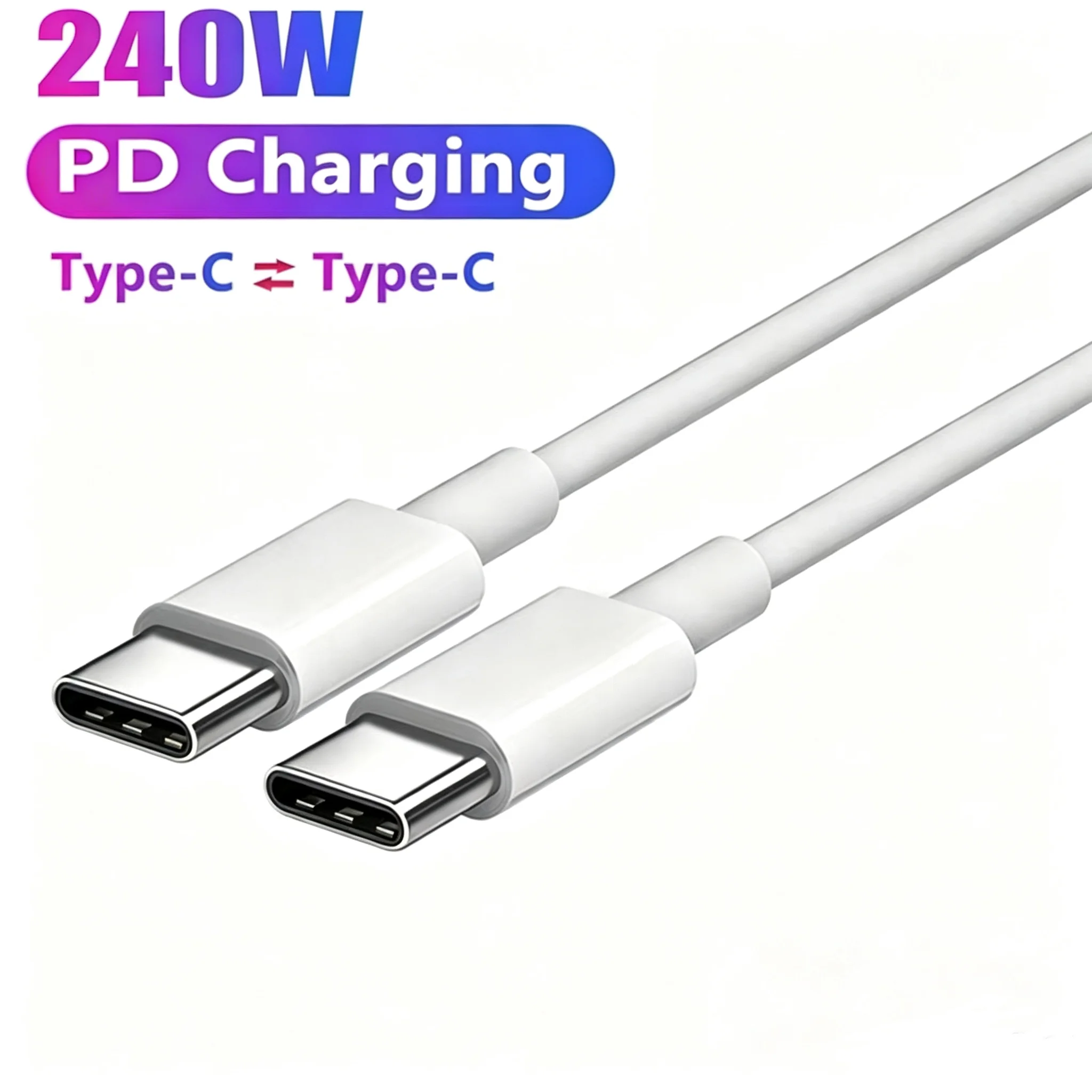 3pcs PD 240W USB C to USB Type C Cable Fast Charge Data Cable For Iphone 17 Pro Max Huawei Samsung Xiaomi Data Line White 1M 2M