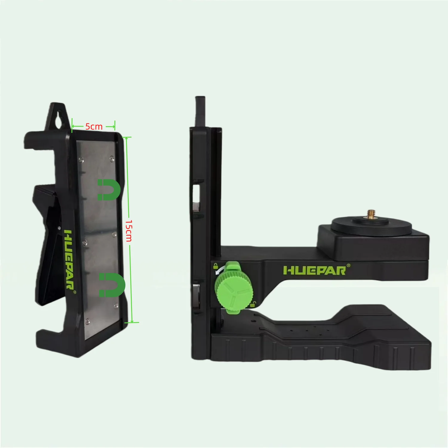 

Huepar Pv16+ Strong magnetic Pivoting Adjustable Base 1/4"&5/8'' Thread Laser Level Bracket Adapter