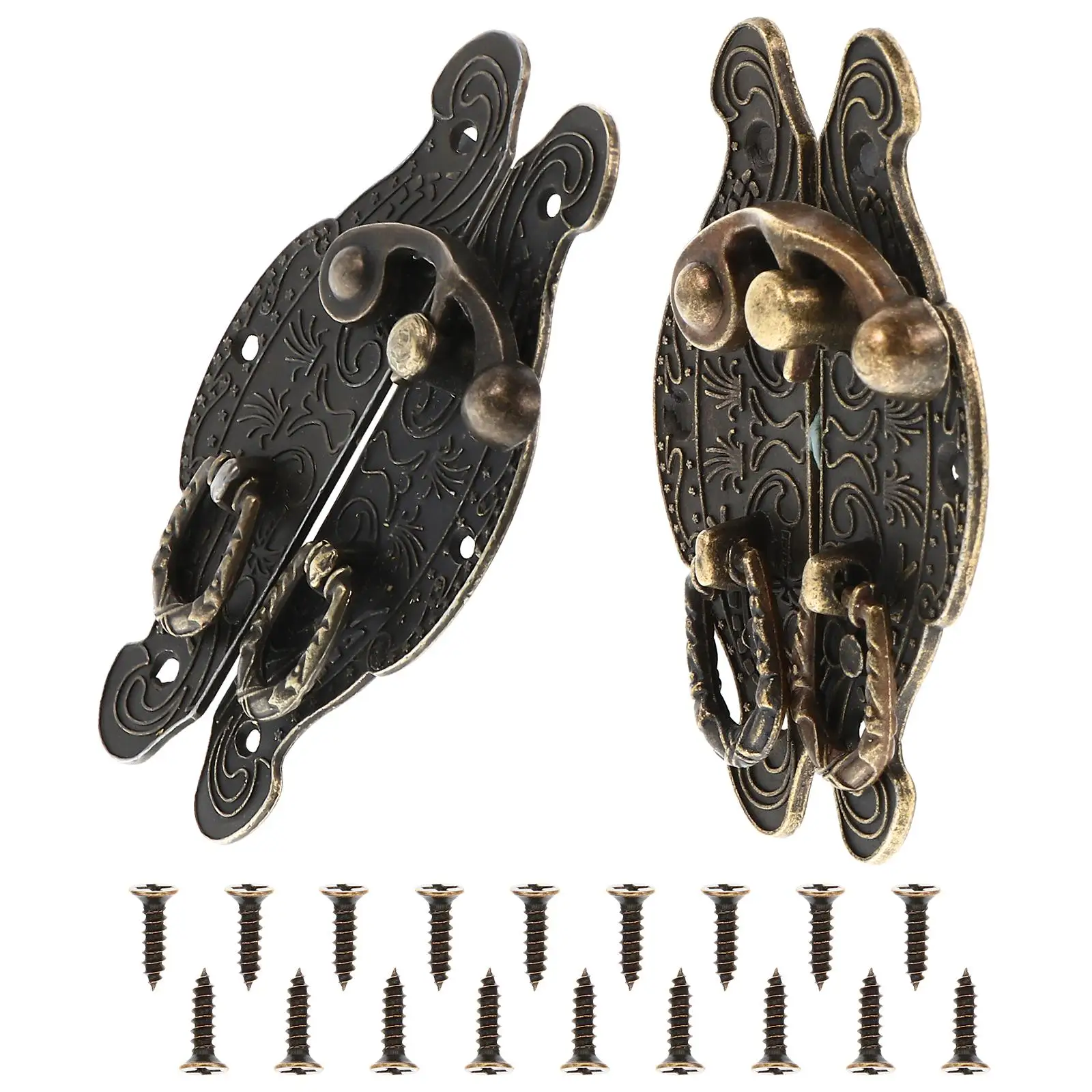 

2pcs Heart Shaped Furniture Latches Vintage Case Locks Sturdy Wooden Box Buckles Jewelry Gift Boxes Accessories Hardware