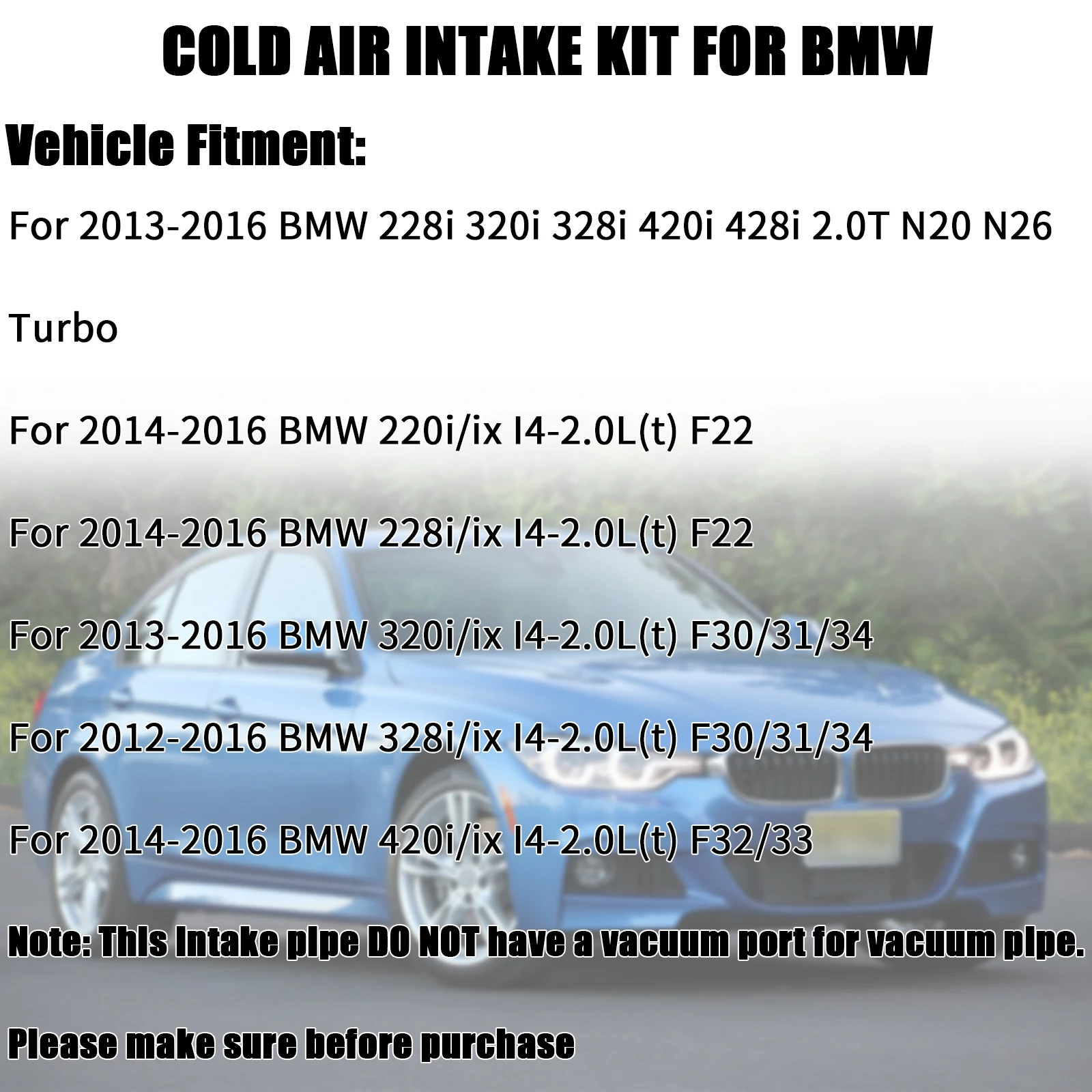 ارتفاع تدفق 6063 الألومنيوم مجموعة أنابيب دخول الهواء البارد لمحرك 12-16 BMW F30 228i 320i 328i 420i 428i 2.0T I4-2.0L(t)