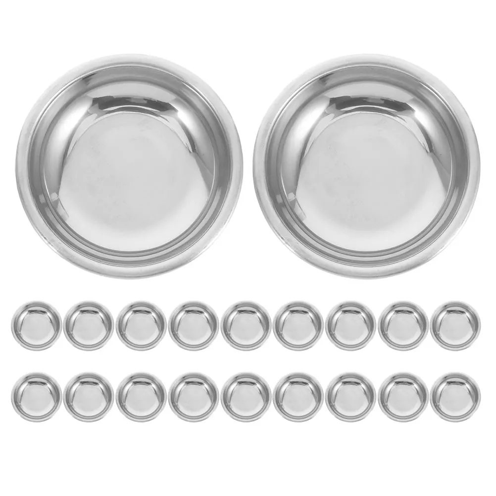 

20 Pcs Stainless Steel Sauce Dish Metal Dishes Appetizer Plates Small Dipping Bowls Condiment Round Saucers Dessert Cups