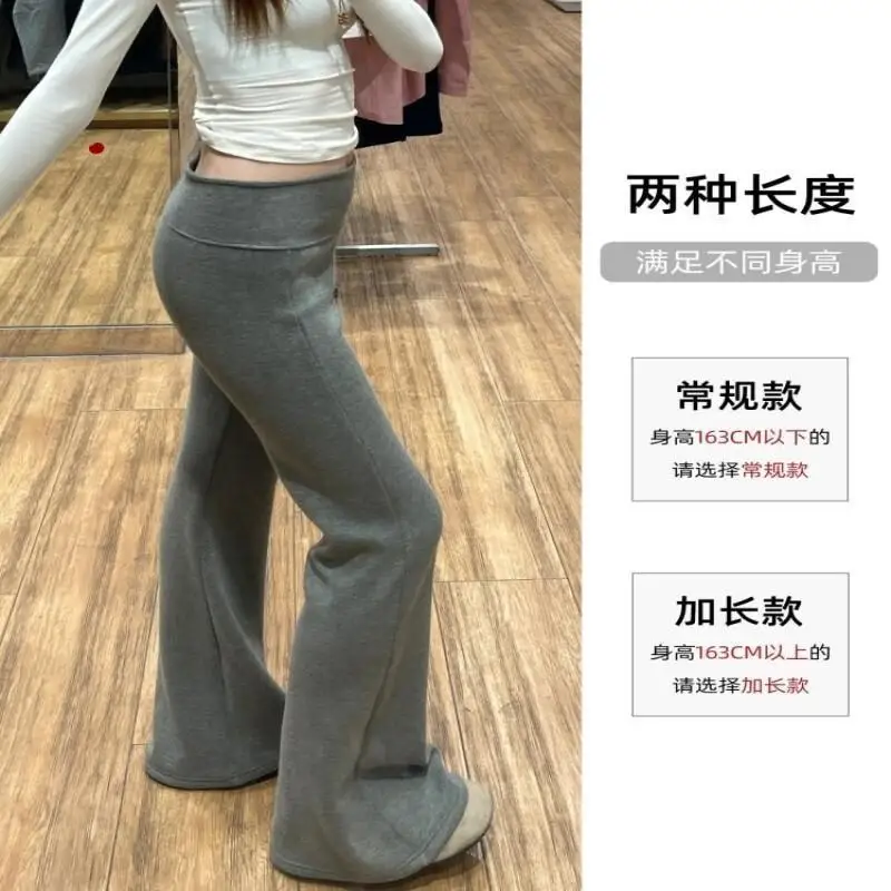 سراويل نسائية كلاسيكية قابلة للتنفس من قماش الدنيم الناعم باللون الرمادي الفاتح والصوف المتوهج بخصر منخفض، سراويل رياضية لليوجا الأمريكية