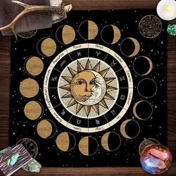 Sun Tarot Card Tablecloth Altar Cloth Moon Phase Board Game Card Pad Witchcraft Oracle Cards Pads for Room Home Decor
