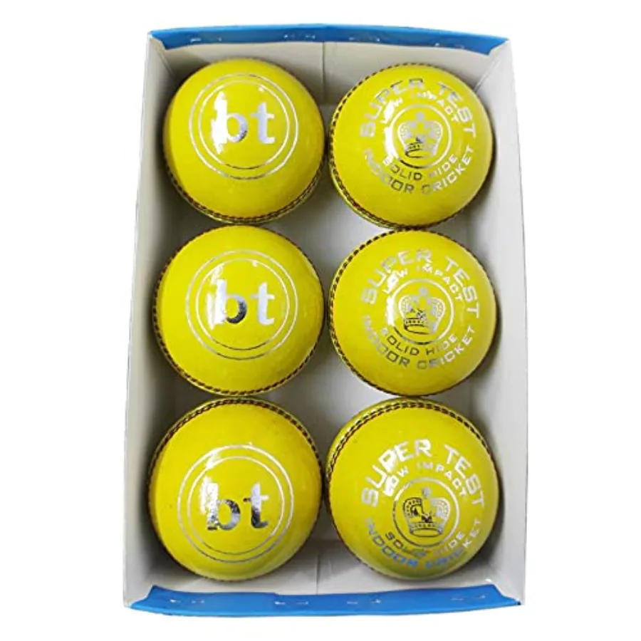 

Indoor cricket practice: genuine leather yellow bat-friendly sustainable source 114g pack of 6